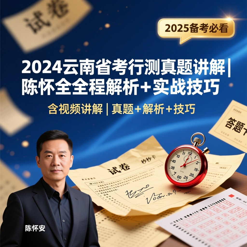 2024陈怀安云南省考行测真题讲解（含视频）丨全题型深度剖析＋高分思路总结|教育学习网