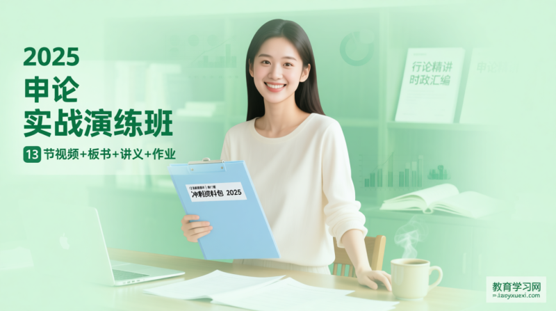 2025 年申论实战演练班 | 13 节名师视频 + 板书 + 讲义 + 作业|教育学习网