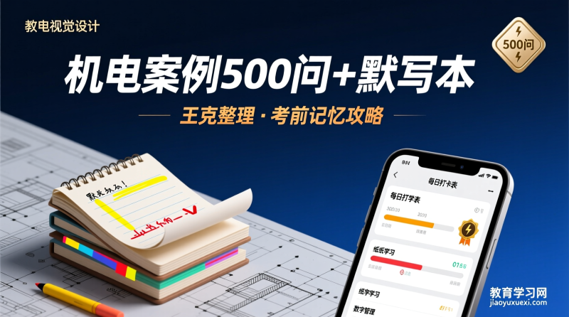 📚《王克机电：500问＋默写本完整突破法 —— 备考机电实务的终极记忆攻略》|教育学习网