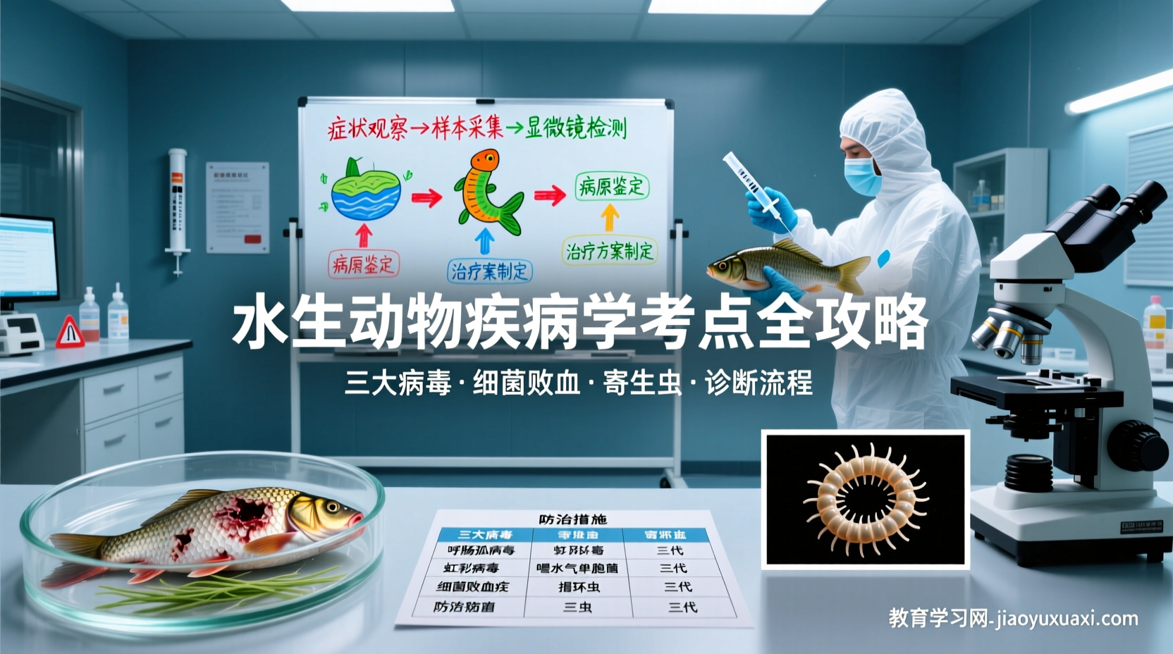 🐟 水产临床最后一击：水生动物疾病学考点全景攻略水生动物疾病学考试重点与诊断思路解析
