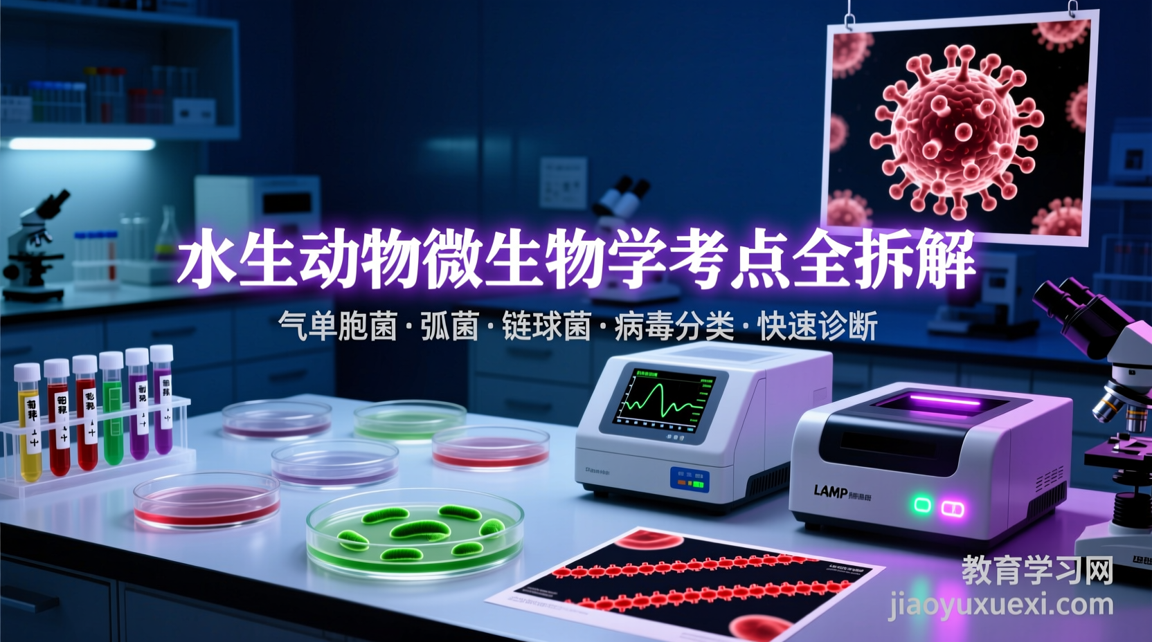 🦠 水下致命病原全档案：水生动物微生物学考点深度拆解水生动物微生物学考试重点与病原特性解析