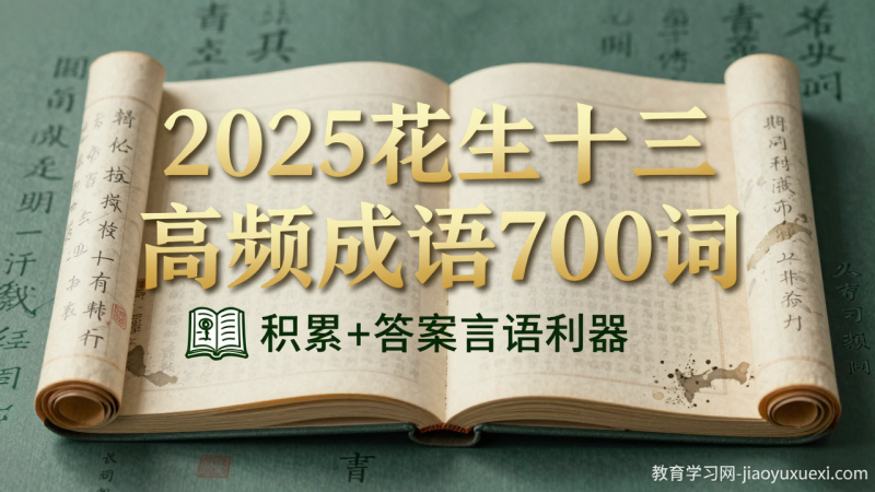 📖2025花生十三成语700词：言语填空的词汇宝藏|教育学习网