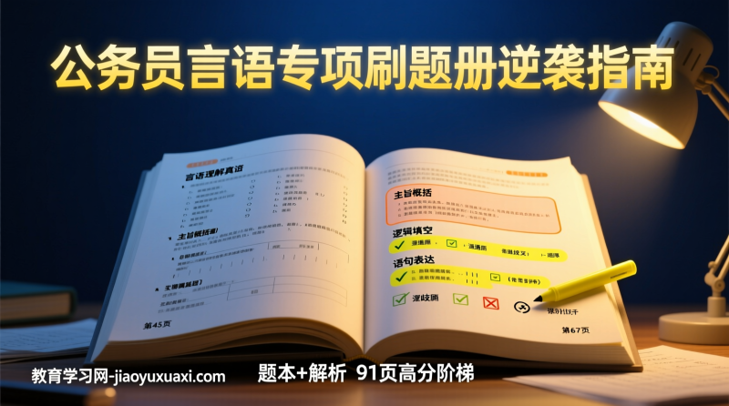 公务员言语专项刷题册逆袭指南：题本+解析化言语难题为高分阶梯|教育学习网