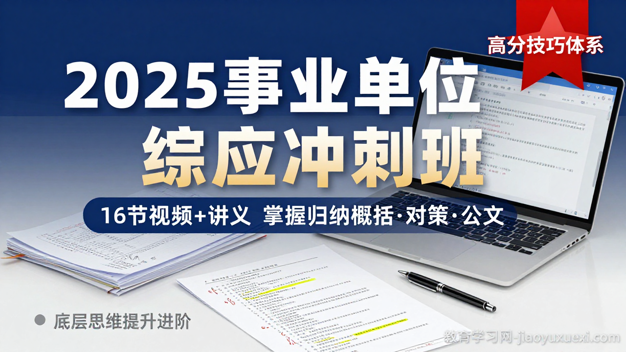 🌟名师袁东| 2025事业单位综应冲刺：16节视频+讲义，轻松掌握核心题型体系名师袁东|2025事业单位综合应用能力备考攻略：题型解析与高分技巧