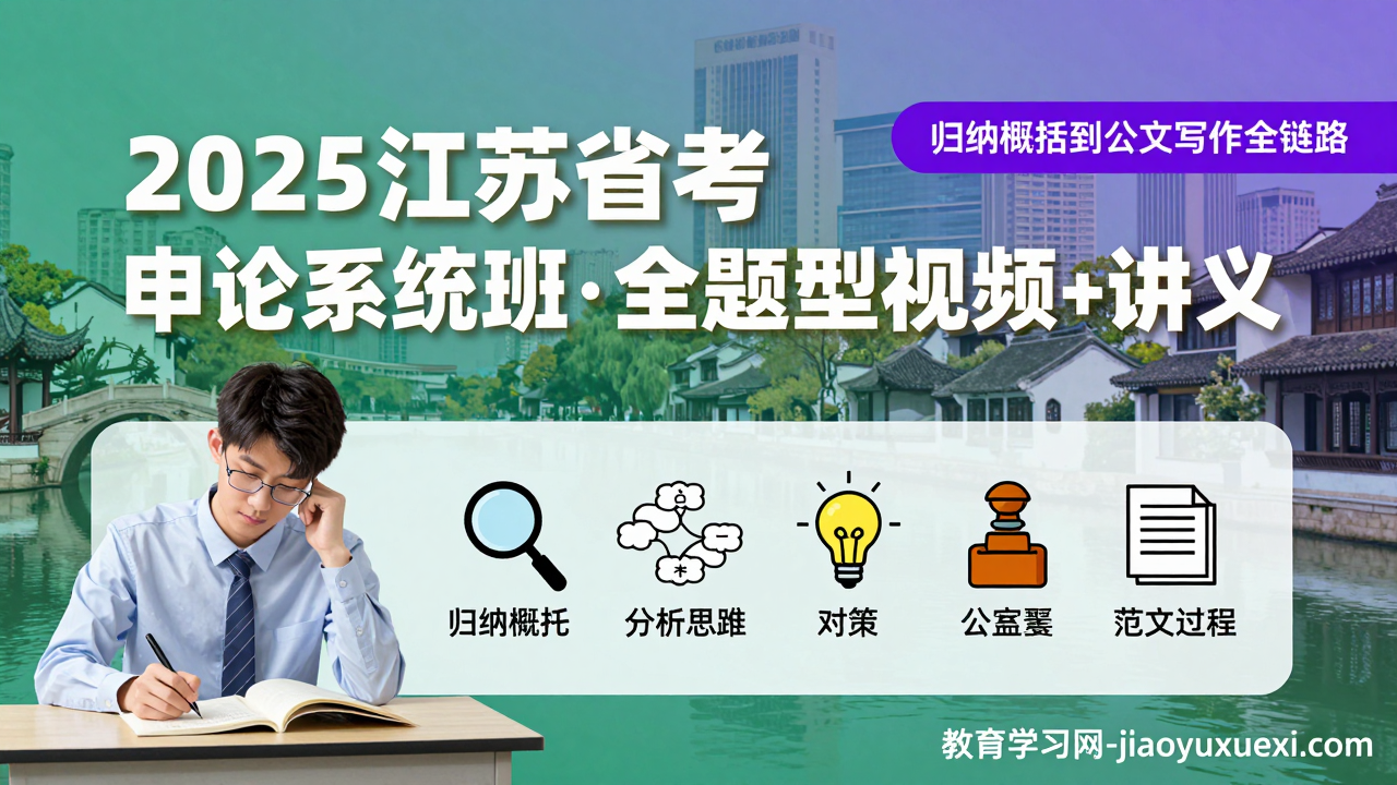 📘2025江苏省考申论系统进阶：从基础到高分的完整路径图2025江苏省考申论系统班课程讲义及视频